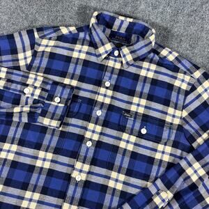 Polo Ralph Lauren Performance Flannel Shirt Mens L LS Blue Plaid Classic Fit